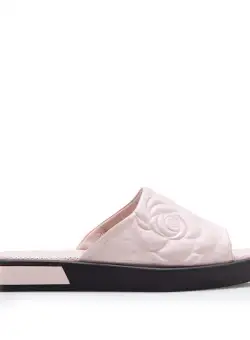 Saboți damă cu platformă din piele naturală - 147 Pudra Box