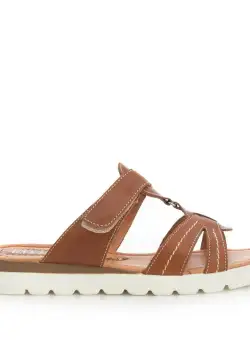 Saboti dama din piele naturala, Leofex - 383-1 cognac