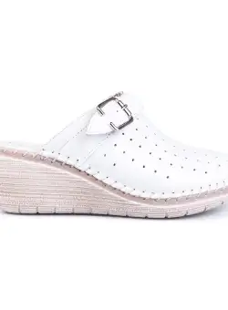 Saboti medicali dama cu platforma din piele naturala, dama Leofex - 245 alb box