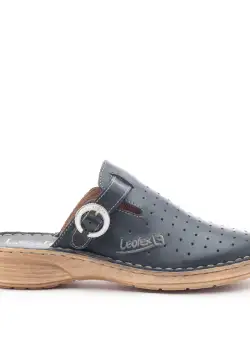 Saboti medicali dama din piele naturala,Leofex - 121 blue