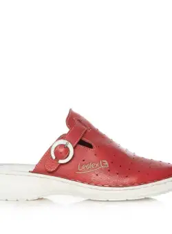 Saboti medicali dama din piele naturala, Leofex - 121-L Rosu Box