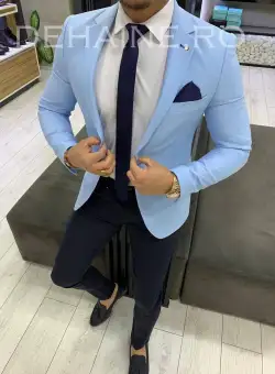 Sacou barbati bleu slim fit ZR A4072 44-3 E~