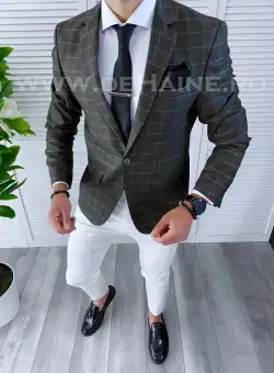 Sacou barbati in carouri slim fit B4242 79-3 E ~