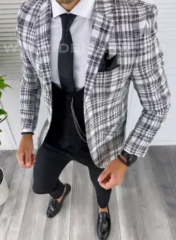 Sacou barbati in carouri slim fit B4993 E 90-1 ~