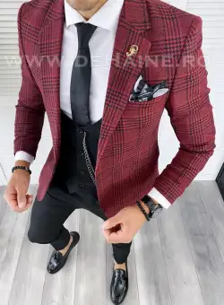 Sacou barbati in carouri slim fit B5026 84-3 E~