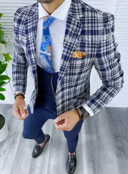 Sacou barbati in carouri slim fit B5293 P19-6.1/ 45-5 E~