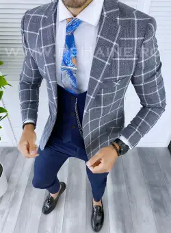 Sacou barbati in carouri slim fit B5320 M3-2.2 / E 94--4 ~