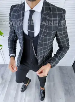 Sacou barbati in carouri slim fit B5604 Y E 31-5 / 40-5 ~