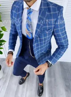 Sacou barbati in carouri slim fit B5611 89-1.3 E ~
