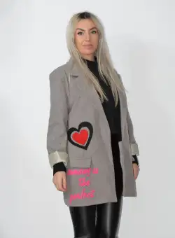 Sacou casual cu imprimeu colorat