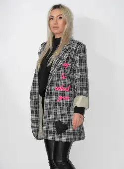 Sacou casual drept cu imprimeu