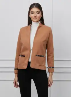 Sacou Dy Fashion crem cu aplicatii