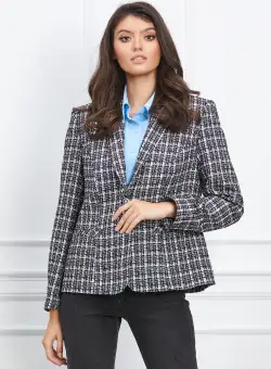 Sacou Lorena bleumarin cu carouri albe