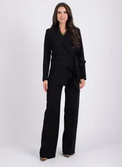 Sacou negru cu inchidere in lateral