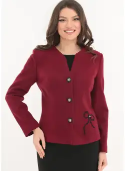 Sacou visiniu cu fundita neagra handmade