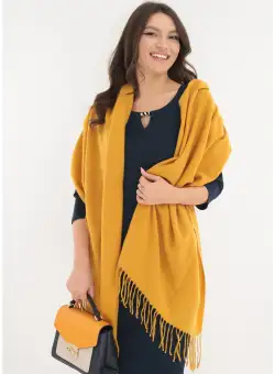 Sal pufos din casmir mustar cu glitter discret