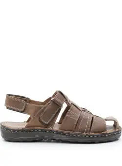 Sandale barbati din piele naturala, Leofex- 141 cognac inchis box