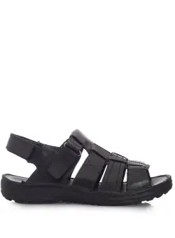 Sandale barbati din piele naturala, Leofex - 144 negru box