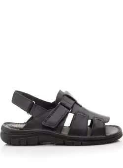 Sandale barbati din piele naturala, Leofex - 323 negru box