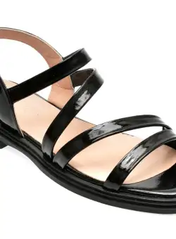 Sandale casual EPICA negre, 5572400, din piele naturala lacuita