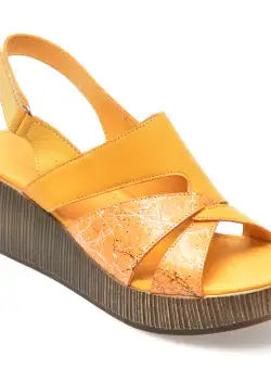 Sandale casual FLAVIA PASSINI galbene, SD17, din piele naturala