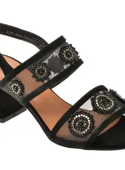 Sandale casual FLAVIA PASSINI negre, W580, din material textil si piele intoarsa