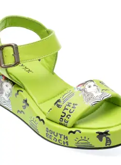 Sandale casual GRYXX verzi, 620428, din piele naturala