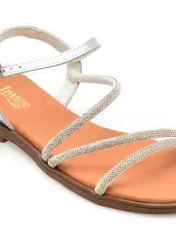 Sandale casual IMAGE argintii, BRADES, din piele naturala