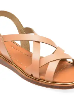 Sandale casual IMAGE nude, 15501, din piele naturala
