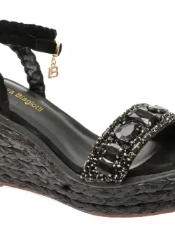 Sandale casual LAURA BIAGIOTTI negre, 8449, din material textil