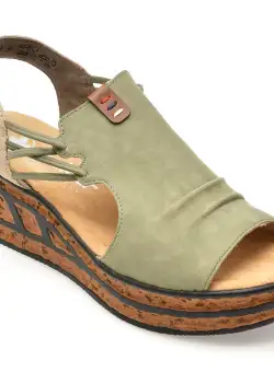 Sandale casual RIEKER kaki, 68175, din piele ecologica