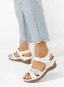 Sandale cu platforma Dahlia albe
