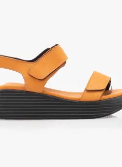 Sandale cu platforma dama din piele naturala - 061-1 Portocaliu Box