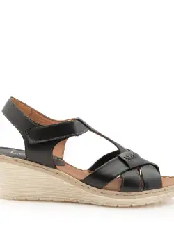 Sandale cu platforma dama din piele naturala Leofex- 214 Negru Box