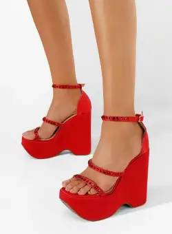 Sandale cu platforma Silvana rosii