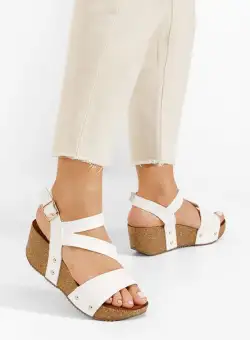 Sandale cu platformă Thalia albe