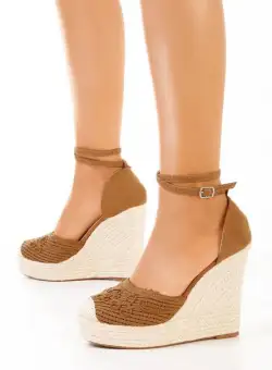 Sandale cu platforma tip espadrile Jolyne camel