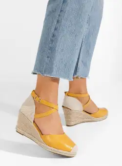 Sandale cu platforma tip espadrile Moira galbene