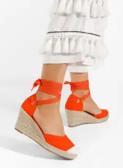 Sandale cu platforma tip espadrile Vilena portocalii