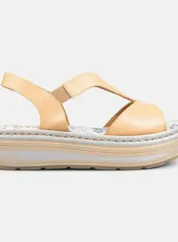 Sandale cu talpă groasă damă, din piele naturală - 215 C Camel Box