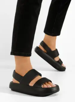 Sandale cu talpa groasa Granza negre