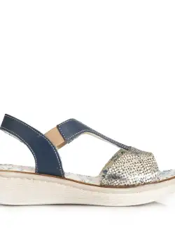 Sandale cu talpă joasă damă, din piele naturală, Leofex- 215 Blue Box