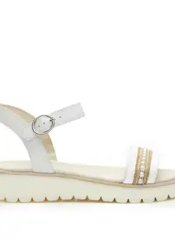 Sandale cu talpă joasă damă, din piele naturală, Leofex- 368 Alb Box