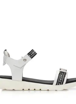 Sandale cu talpa joasa dama din piele naturala,Leofex - Mostra 257 Alb Box