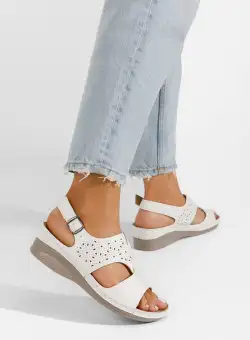 Sandale cu talpa ortopedica Linza albe