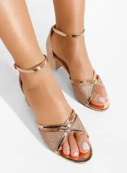 Sandale cu toc gros Aniela V2 champagne