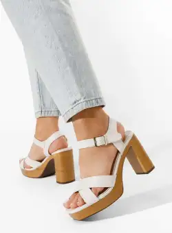 Sandale cu toc gros Grita bej