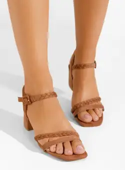 Sandale cu toc gros Kimra maro