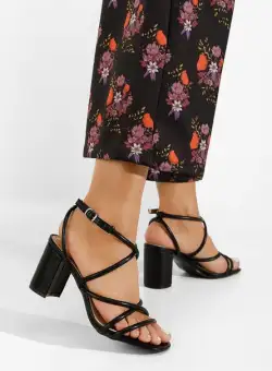 Sandale cu toc gros Narissa negre