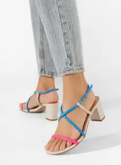 Sandale cu toc gros Tina bej